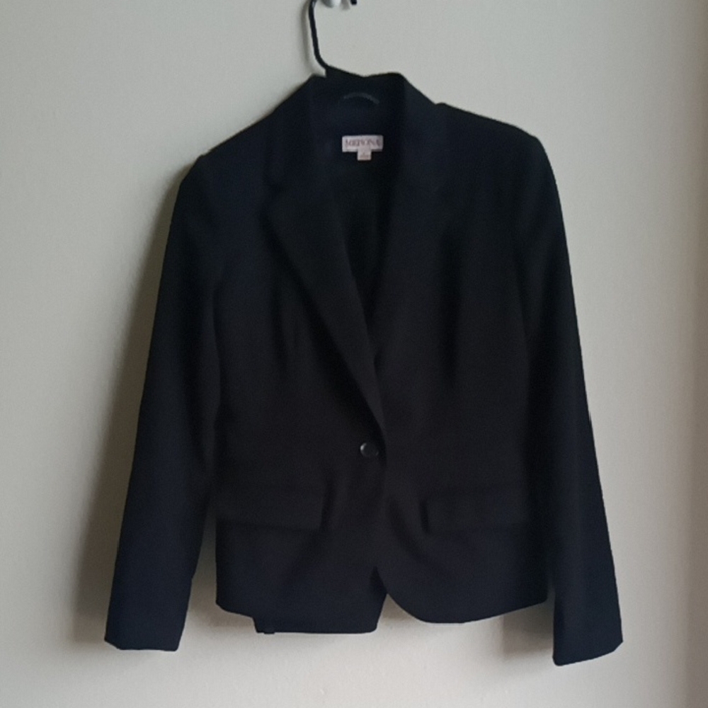 MERONA Suit Black Single-Button Tailored Blazer and Black Pants